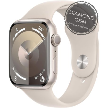 Apple Watch Series 9 45mm GPS+Cellular, Alumíniumtok - Sportszíjjal